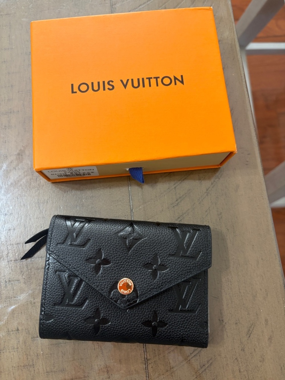 Designer inspired Black Embossed Monogram Compact Wallet